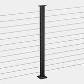DECKHOME 42" Black Stainless Steel Level Cable Railing Post - Top Mount