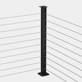 DECKHOME 36" Black Stainless Steel Level Cable Railing Corner Post - Top Mount
